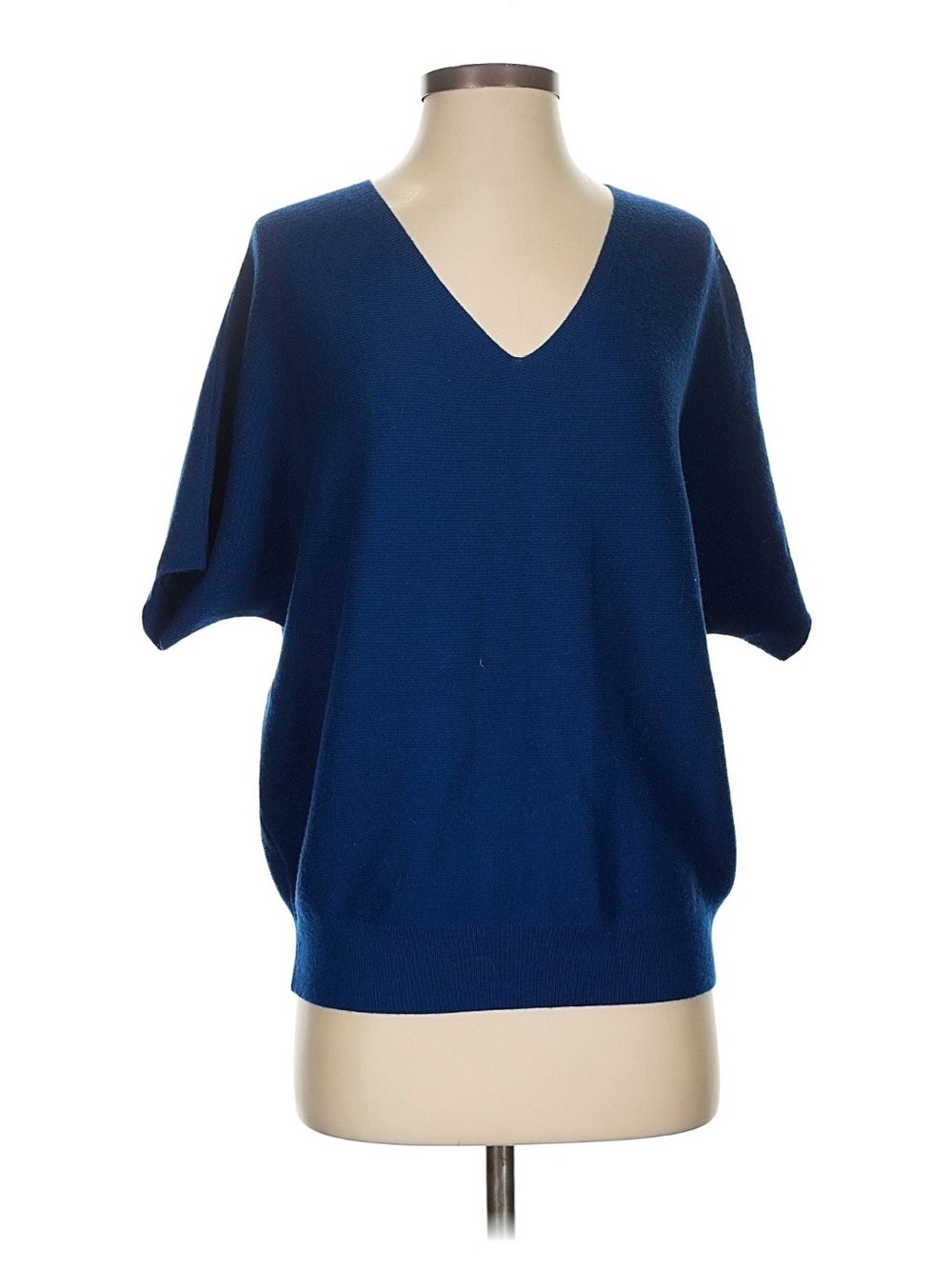 The Reset V-Neck Short Sleeve 100% Wool Sweater - Deep Blue